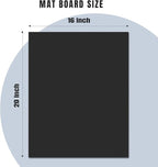 AUEAR, 10 Pack 16x20 Uncut Matte Boards Black Photo Mat Board Great for Picture Framing, Print, Artwork