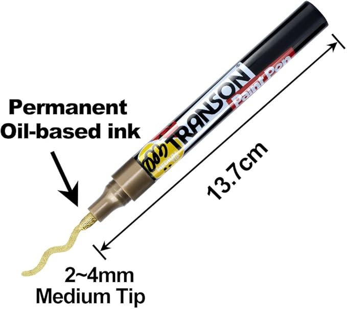 TRANSON 4 Colors Permanent Paint Markers for Fabric Rock Craft Diy Painting Medium Tip Oil Based Waterproof