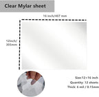 Transparent Blank Mylar Stencil Sheets for Cutting, 12" x 16" 6 mil/0.15mm Thick 12 Sheets .Gift, Acetate Template Material, Craft Plastic Sheets (12×16” /6 mil)