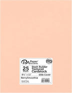 PA Paper Accents Stash Builder Textured Cardstock 8.5" x 11" Textured Berry Smoothie, 65lb colored cardstock paper for card making, scrapbooking, printing, quilling and crafts, 25 piece pack