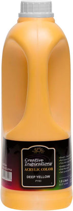Creative Inspirations Acrylic Paint - Deep Yellow - 1.8 Liter - Smooth & Creamy Consistency, Vibrant Pigmentation, Great Coverage for Artists - Clean Up with Soap & Water
