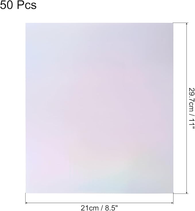 MECCANIXITY 50 Pack Toner Reactive Foil ,Deco Foil Transfer Sheets 8.5"x11" A4 Hot Foil Paper for Laser Printer Scrapbooking Heat Transfer DIY Craft,Laser Silver