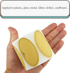 HAHIYO 1.4 * 2.5In 500P Oval Brown Kraft Stickers with Artistic Border - 4 Unique Styles Blank Kraft Labels Roll to Write On Durable Dot Stickers for Jar Canning Labels Price Tags Store Organizing