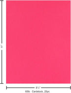 PA Paper Accents Stash Builder Cardstock 8.5" x 11" Hot Pink, 65lb Colored cardstock Paper for Card Making, Scrapbooking, Printing, Quilling and Crafts, 25 Piece Pack