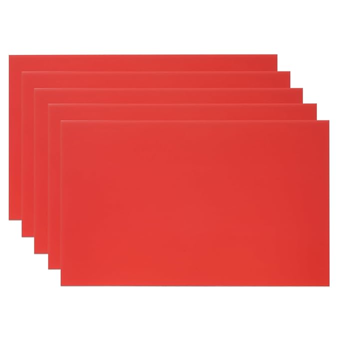 PATIKIL 6x10 Inch Anodized Aluminum Sheet Metal, 5Pcs Laser Plates Engraving Blanks 0.5MM Thin Rectangle for Crafting DIY House Laser Engraving, Red