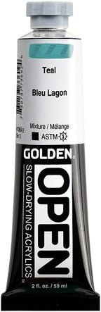 OPEN Slow-Drying Acrylics by GOLDEN, Teal, 2 fl oz. tube, Professional Acrylic Paint, Opaque