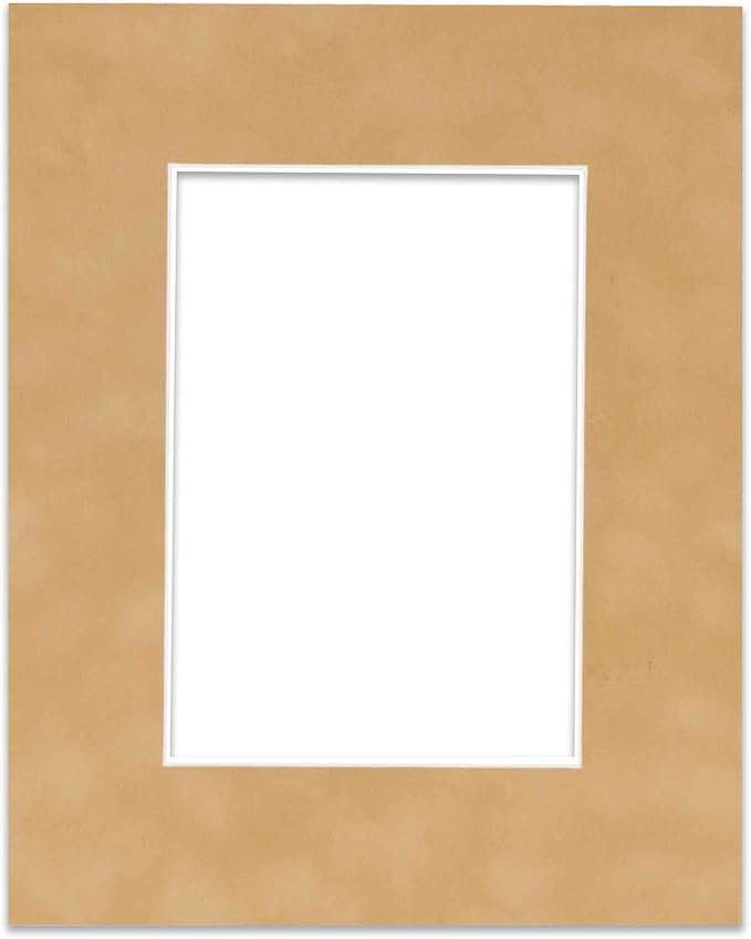 Pack of 25 Acid Free 11x14 Mats Bevel Cut for 8.5x11 Photos - Beige Suede Precut Matboards For Pictures, Photos, Framing - 4-ply Thickness