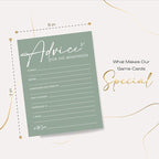 Bridal Shower Games Cards, Advice for The Newlyweds, Bridal Shower Games 25 Guests, Engagement Party Wedding Games for Guests, Minimalist Green Wedding Party Supplies - C01, Blue