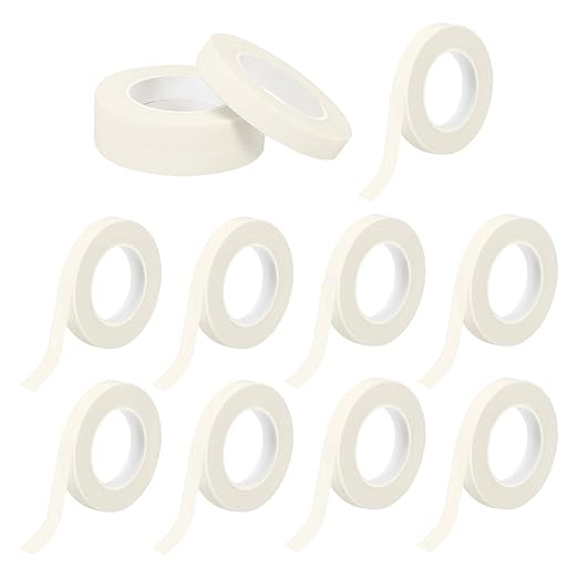 MECCANIXITY 12 Rolls Floral Tapes, 30 Yard x 1/16 in Florist Crepe Flowers Bouquets Tape Adhesive Waterproof for Flower Arranging Wrapping, White