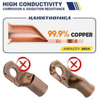 haisstronica 10pcs 4/0 AWG - 3/8"(M10) Battery Cable Lugs, Heavy Duty Copper Wire Lugs with 10pcs 3:1 Adhesive Heat Shrink Tubing, 0000 Gauge Wire Lugs, Battery Terminal Connector, Battery Cable Ends