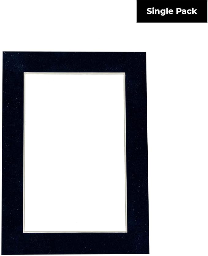 8x10 Mat Bevel Cut for 5x8 Photos - Acid Free Navy Suede Precut Matboard With Backing Board and Crystal Clear, Self Seal Photo Mat Bag - For Pictures, Photos, Framing - 4-ply Thickness