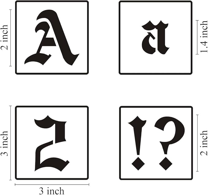 2 Inch Alphabet Letter Stencils for Painting - 70 Pack Old English Letter Stencil Templates with Numbers and Signs for Painting on Wood, Reusable Letters Stencils for Chalkboard Wood Signs & Wall Art