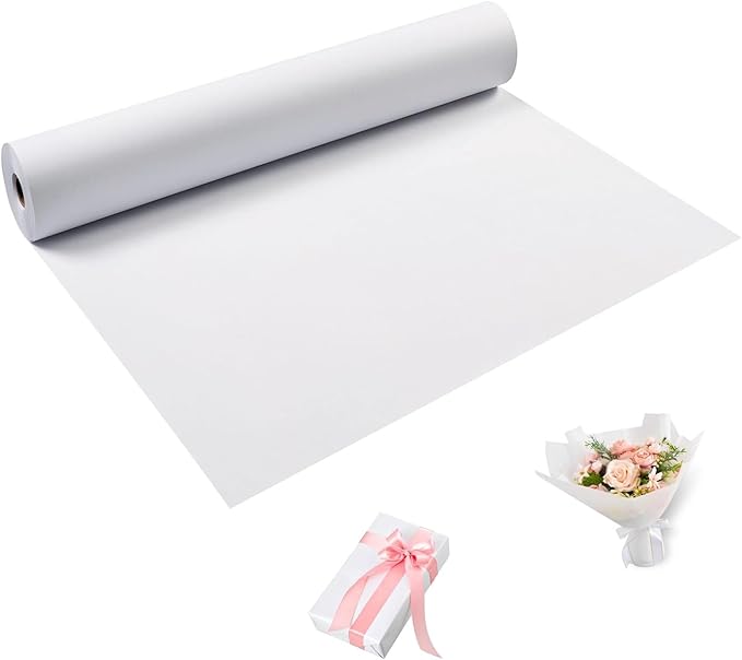 White Wrapping Paper Roll 30"x 1200" Craft Paper Roll for Drawing Painting Art Supplies, White Paper for Easel Poster Bulletin Board, Kraft Paper Roll for Packing Moving, Gift Wrapping
