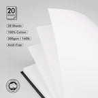 Lightwish Square Watercolor Journal,100% Cotton,300gsm/140lb,Acid-Free,20 Sheets Cold Press Watecolor Paper Sketchbook for Artists Adults Students,7.68 * 7.68 Inches
