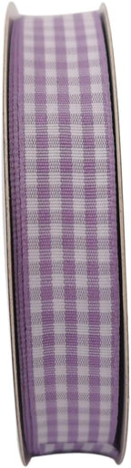 Purple Gingham Plaid Checked Ribbon 25 Yards Each Roll 100% Polyester (5/8",Purple)