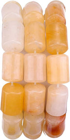 Natural Yellow Jade Cylinder Stone Loose Semi Gemstone Beads for Jewelry Making 10mmx14mm 38cm