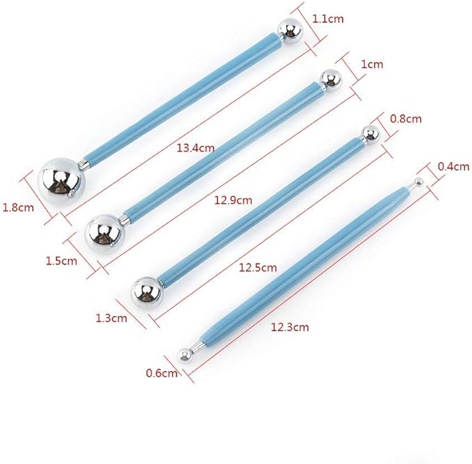 4 Pcs Modeling Ball Tools Double Ended 8 Ball Stainless Steel Dotting Modeling Tools Clay Indentation DIY Ceramics Pottery Carving Tool Embossing Sculpting Set