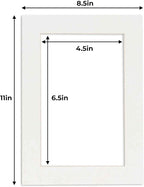 5x7 Mat for 8.5x11 Frame - Precut Mat Board Acid-Free Textured White 5x7 Photo Matte For a 8.5x11 Picture Frame, Premium Matboard for Family Photos, Show Kits, Art, Picture Framing, Pack of 100 Mats