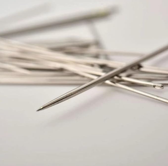 MJMP 4" Professional Upholstery Large Eye Long Needle Easy to Thread,Used for Furniture Weaving Leather Hand Sewing. (4")