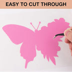 HTVRONT Pink Permanent Vinyl, 12" x 40 FT Adhesive Permanent Vinyl Roll for All Cutting Machine, Silhouette, Cameo Cutters, Signs, Scrapbooking, Craft, Die Cutters (Glossy Pink)