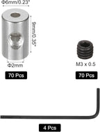 MECCANIXITY 70 Pcs Metal Locking Pin Backs, Locking Pin Keepers Clasp 9mm(H) with 4 Wrench Replacement in Storage Case for Badge, Brooch, Silver Tone