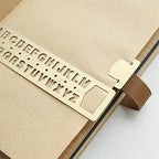 Fascola Brass Alphabet & Number Template Set of 2, Multifunctional Drawing Stencil Bookmark Lettering Stencil Set Guide with Symbols