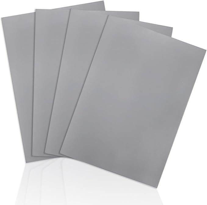 4 Pack Rubber Stamp Sheets, 2.6 mm (0.1 inch) A4 Size Light Gray Rubber Pads, Soft Rubbers Mat for Engraving Machine Cutter, Laser Rubbers Carving Blocks Material to Making Custom Stamps