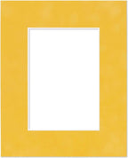 Pack of 25 Acid Free 11x14 Mats Bevel Cut for 8.5x11 Photos - Sunrise Yellow Suede Precut Matboards With Backing Boards and Clear Photo Mat Bags For Pictures, Photos, Framing - 4-ply Thickness