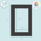MBC MAT BOARD CENTER, 10 Pack 4x6 for 3x5 Black Picture Mats Frame Mattes, Bevel Cut, Acid Free, 4-ply Thickness