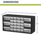 Akro-Mils 26-Drawer Plastic Drawer Storage Cabinet for Garage Organization, Bead Organizer, Building Bricks Storage, Teacher Toolbox, Makeup Organizer, 20-Inch W x 6-Inch D x 10-Inch H, 10124 White