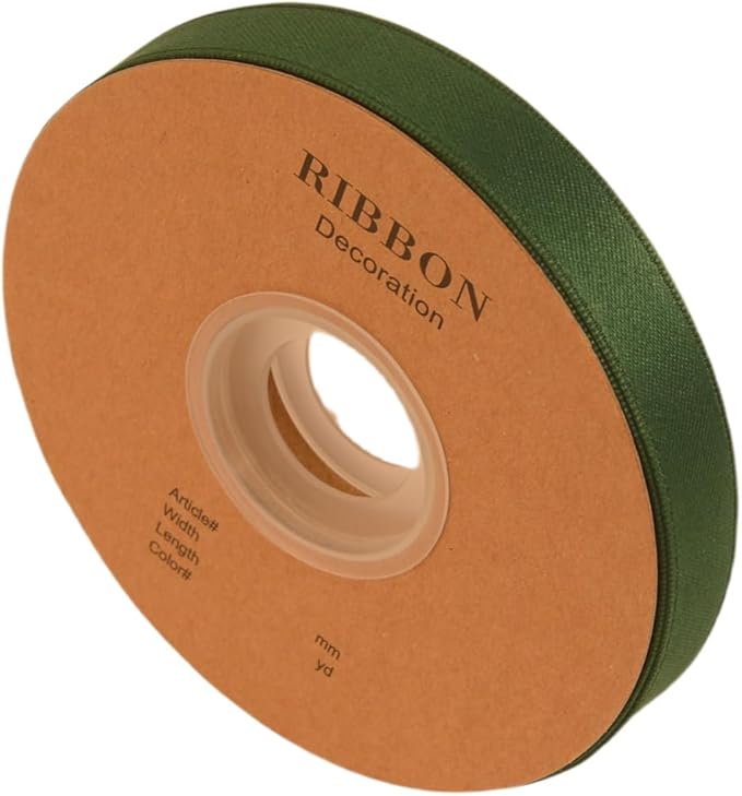 Double Side Satin Ribbon, Continuous 20 Yards,Use for Craft Bows Bouquet, Gift Wrapping, Wedding Decoration, Floral Arrangement (Dark Green, 5/8 inch)
