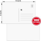 4x6 Blank Postcards for Mailing, White Cardstock Paper, Thick Cardstock, Ideal for Greeting Cards, Thank You, Invitations & DIY Projects