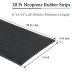Neoprene Rubber Strips Self Adhesive Solid Rubber Sheets, Rolls & Strips for DIY Gaskets Crafts Pads Seals Warehouse Flooring Neoprene Sheet with Adhesive Backing (6" Wide x 1/16" Thick x 20' Long)