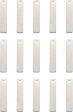 15PCS Metal Engraving Plate Stainless Steel Blank Stamping Rectangle Label 8th DIY Stamping Stamping Military Pendant Long Strip Tag