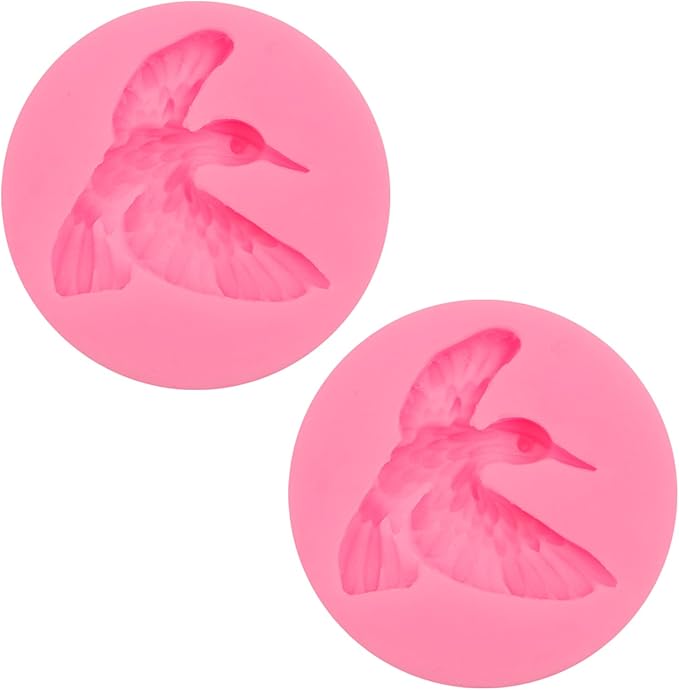 Hummingbird Silicone Fondant Mold, Bird Cake Decorating Mold, Pink, Set of 2