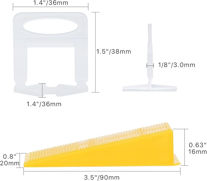 Tile Leveling System with Tile Plier 600Pcs Piece Tile Spacers Clips 200Pcs Piece Reusable Wedges and 1 Rubber Mallet Tile Tools Set for Stone Installation (1/8"(3.0 mm)
