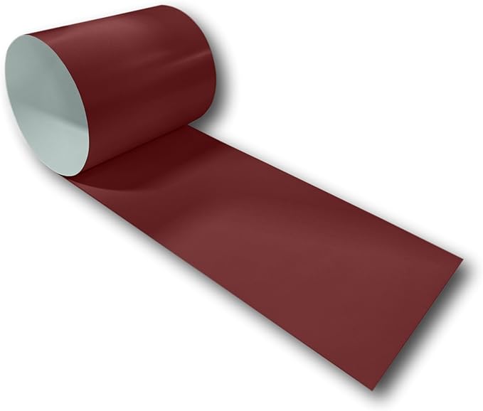 Eagle 1-24 Gauge KYNAR 500 Sheet Metal Flashing Rolls-10 FT Long-Heavy Duty-Commercial Grade-Roofing Flashing, Fascia Cover, Coping Cap-Multiple Sizes (6" x 10 FT, Colonial Red)