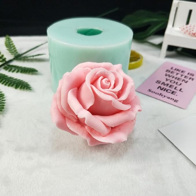 3D Flower Beautiful Bloom Rose Mold for Candle Making Candle Making Mould Soap Making Silicone Fondant Soap 3D Cake Molds Epoxy Resin Wax Cupcake Jelly Candy Chocolate Decoration Baking Tool Moulds