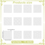 FREEBLOSS Sashiko Embroidery Stencils Sashiko Stencil Geometric Embroidery Patterns Stencils for Drawing Sashiko Template for Hand Quilting and Embroidery14x14cm