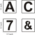 Alphabet Letter and Number Stencils 12 Inch - 40 Pack Large Letters and Numbers Stencil Templates with Signs for Painting on Wood, Reusable Number Letter Stencils for Chalkboard Signs & Wood Wall Art