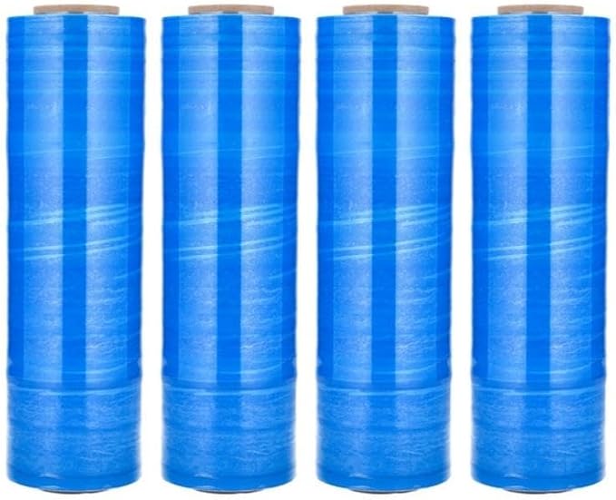 PSBM Blue Stretch Wrap, 15 Inch x 1476 Feet, 8 Pack, Tinted Pre-Stretched Shrink Wrap Film for Moving, Packaging, Pallet Wrapping