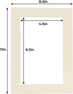 5x7 Mat for 8.5x11 Frame - Precut Mat Board Acid-Free Show Kit with Backing Board, and Clear Bags Textured Cream 5x7 Photo Matte For a 8.5x11 Picture Frame Matboard for Framing, Pack of 10 Mats