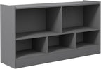 Toy Storage Organizer, 2-Tier Kids Bookshelf, 5 Cube Kids' Bookcases, Cabinets & Shelves, Wooden Toy Organizers, Small Book Shelf for Bedroom, Playroom, Classroom, Nursery (Gray)