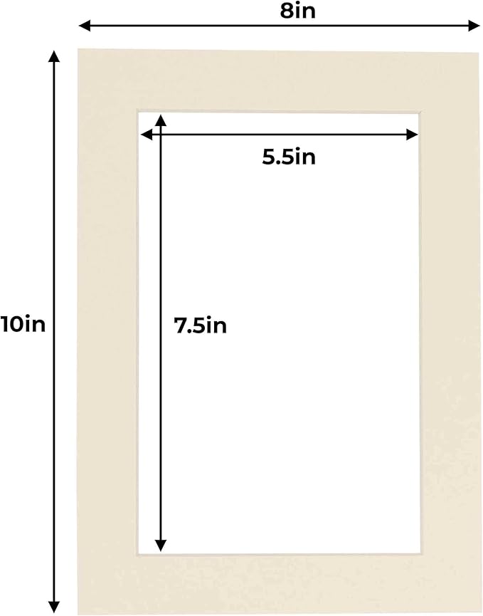 6x8 Mat for 8x10 Frame - Precut Mat Board Acid-Free Show Kit with Backing Board, and Clear Bags Textured Cream 6x8 Photo Matte Made to Fit a 8x10 Picture Frame Matboard for Framing, Pack of 10 Mats