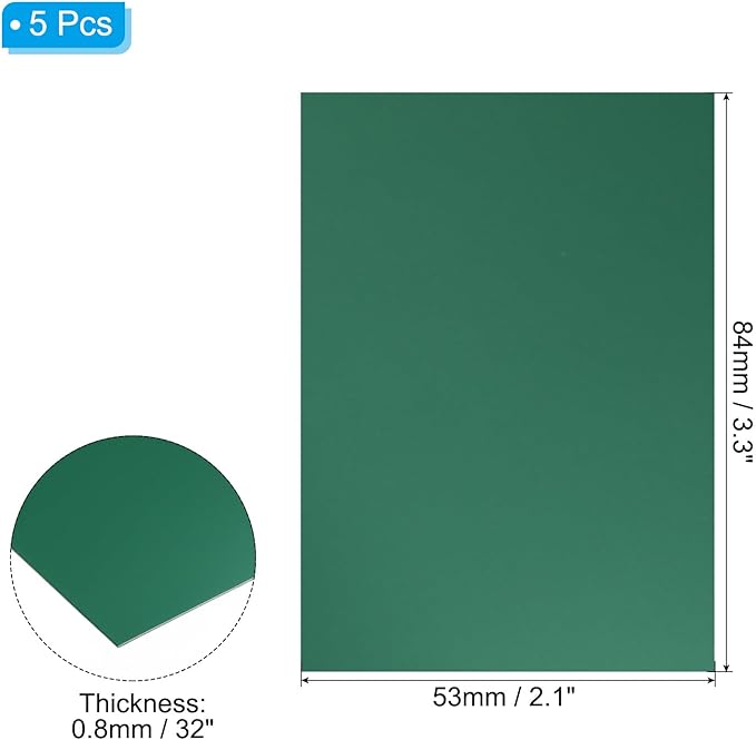 PATIKIL 3.3x2.1x1/32inch Anodized Aluminum Sheet, 5Pcs Metal Rectangle Aluminum Plate 0.8mm Thick Engraving Blanks for Laser Engraving DIY Decorative Crafting Home Decoration, Green