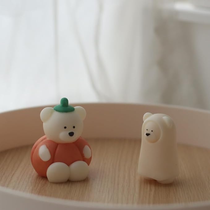 Halloween Pumpkin Cartoon Bear Silicone Candle Mold 3D Cute Resin Gypsum Ice Cube Baking Mold Bedroom Decor Birthday Party Gifts Wedding Souvenirs