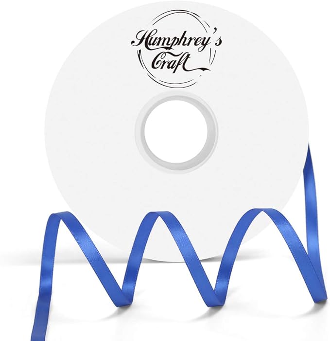 Humphrey's Craft 1/4 Inch Royal Blue Double Faced Satin Ribbon - 50 Yards Variety of Color for Crafts Gift Wrapping Bows Bouquet Decoration Sewing Christmas Tree Wedding Invitation Card.