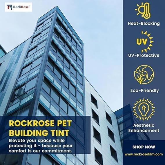 Rockrose Professional Blackout Home Window Tint Film - Sun Blocking Privacy Cover for Home Offices - Room Darkening Sun Light Blocker - 24 in X 100FT - Total Blackout