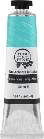 Tusc & Pine Artist Oil Paint - Luminous Turquoise, 40 ml, Non-Yellowing, Rich & Creamy Consistency, Maximum Pigment Load, Small Batch Milled Oil Paints Made in the USA for Professional Artists