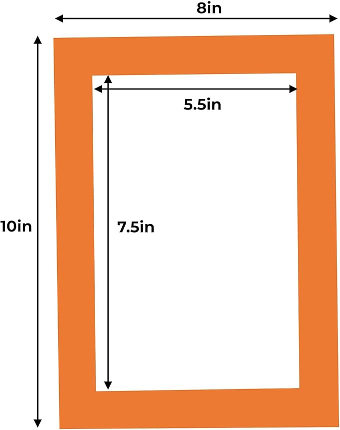 6x8 Mat for 8x10 Frame - Precut Mat Board Acid-Free Show Kit with Backing Board, and Clear Bags Orange 6x8 Photo Matte Made to Fit a 8x10 Picture Frame Matboard for Framing, Pack of 10 Mats